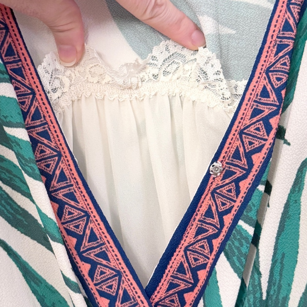 Tropical Green Leaf Print Jumpsuit - Picture 5 of 6